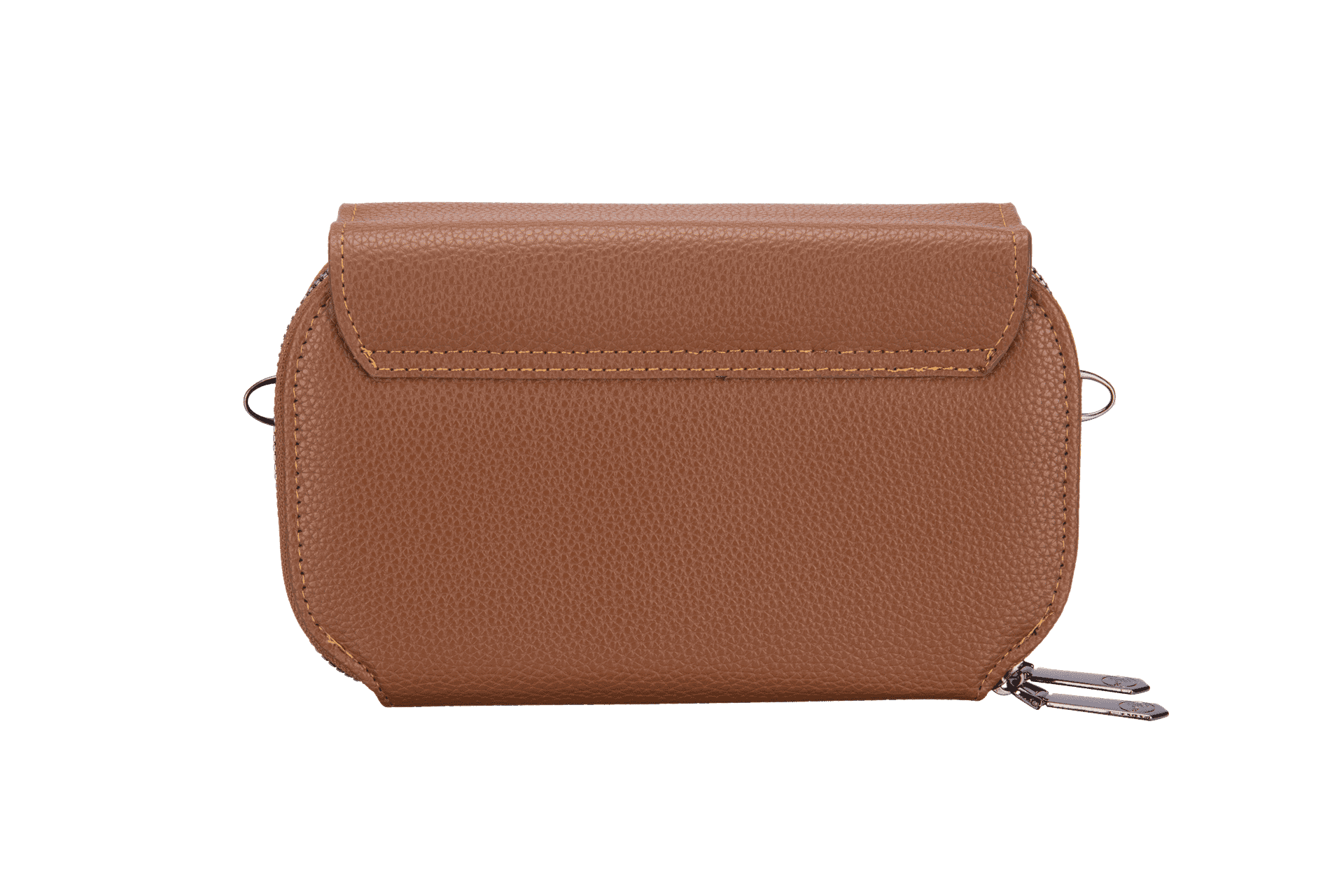 Multi-Zip Versatile Brown Crossbody Bag