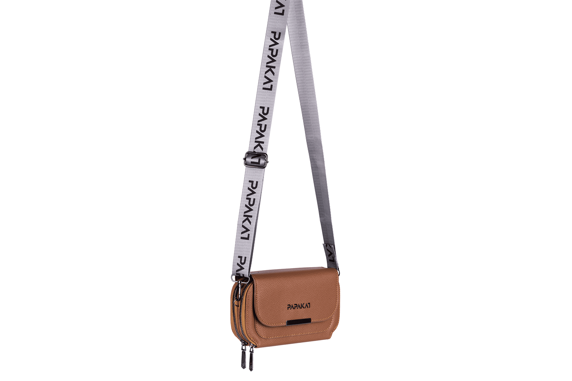 Multi-Zip Versatile Brown Crossbody Bag